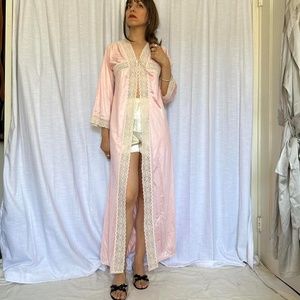 Vintage 70s Lace and Satin Duster